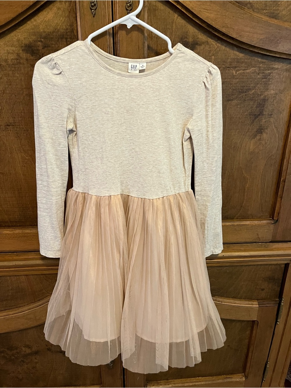 Medium GAP Girls Long Sleeve Tulle Dress - Blush Beige